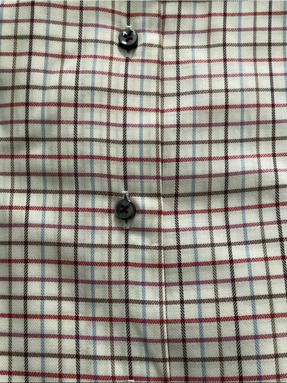 Robert Talbott Dress Shirt with Burgundy, Blue and Brown Windowpane Plaid - Picture 4 of 4